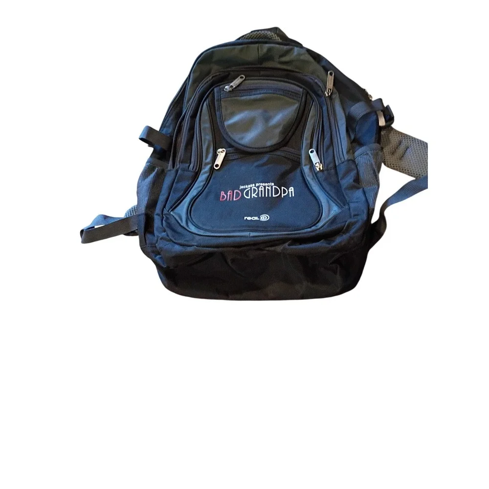 Jackass Presents Bad Grandpa Movie Promo Backpack Black Grey RealD 3D Travel Bag
